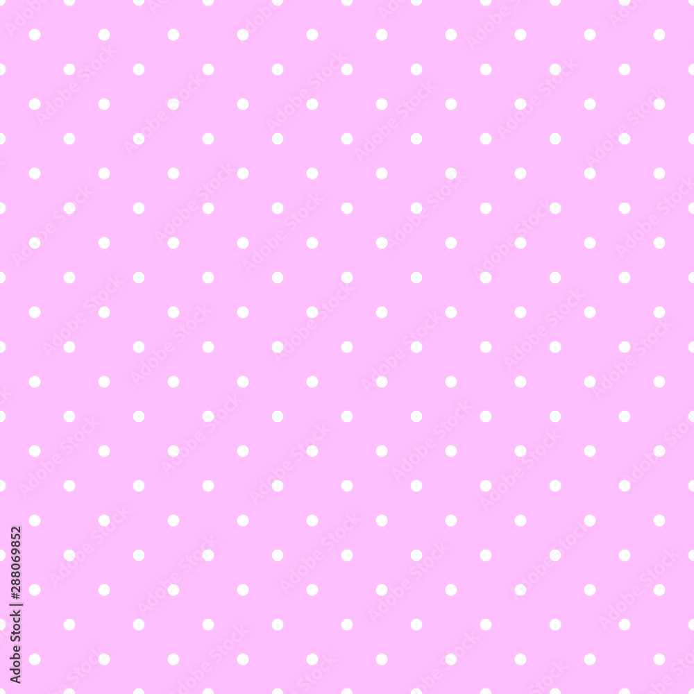 White polka dots on pink background. Seamless pattern. Сlassic elegant feminine print for fabric, paper, packaging, cover White polka dots on pink background. Seamless pattern. Сlassic elegant feminine print for fabric, paper, packaging, cover