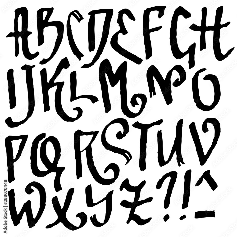 Hand drawn brush font. Modern brush lettering. Grunge style alphabet. Vector illustration. Hand drawn brush font. Modern brush lettering. Grunge style alphabet. Vector illustration.