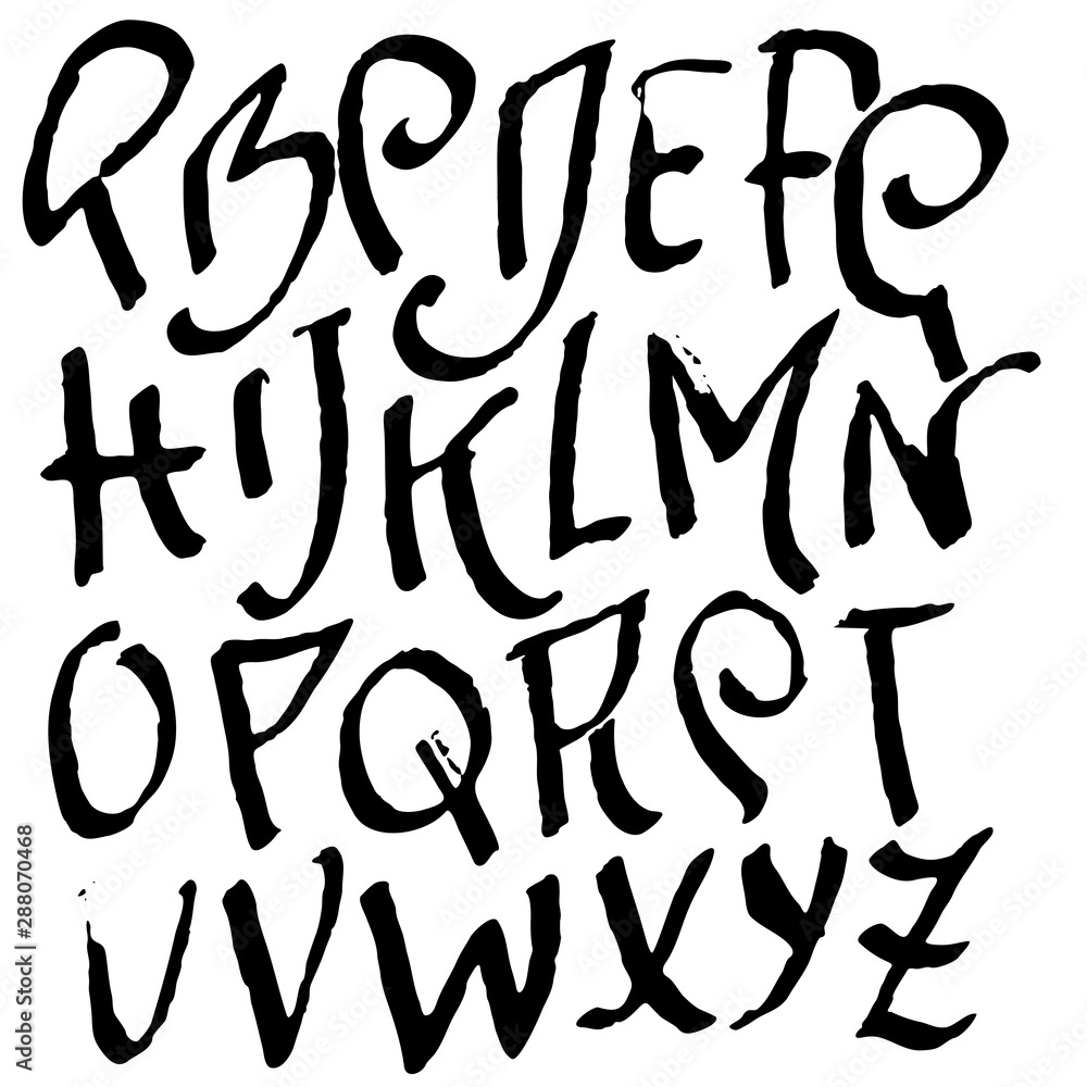 Hand drawn brush font. Modern brush lettering. Grunge style alphabet. Vector illustration. Hand drawn brush font. Modern brush lettering. Grunge style alphabet. Vector illustration.