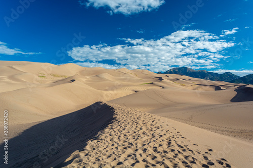 Footsteps in the dunes at Great Sand Dunes National Park and Preserve in Colorado