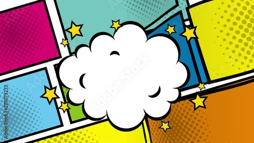 squares colors and boomb explosion pop art style animation