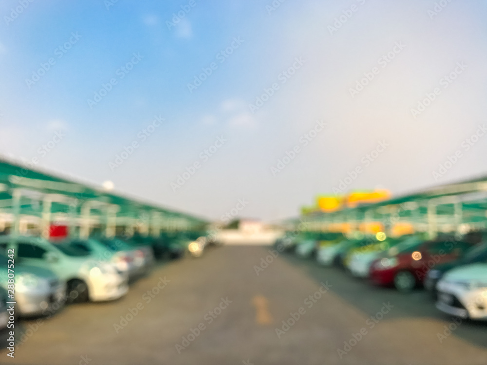 Blurred image of car park at the shopping mall