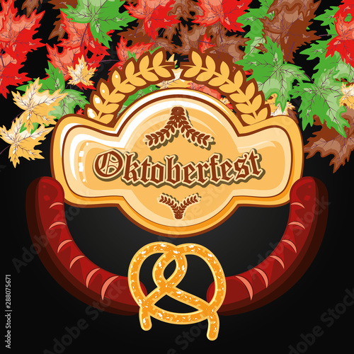 oktoberfest celebration day with pretzel and sausages