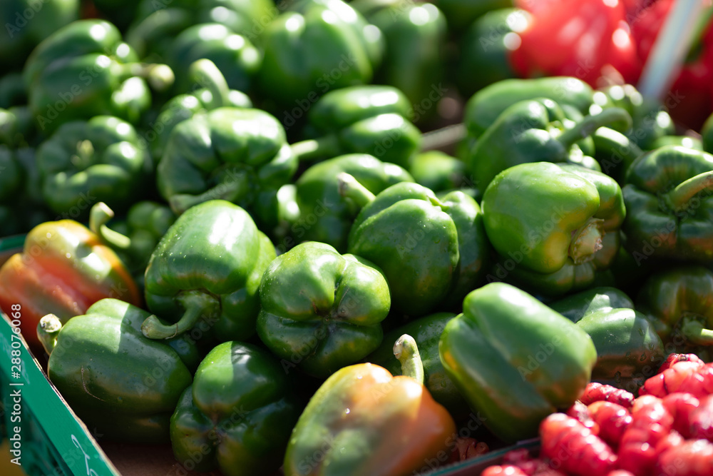 Fresh green pepper in sunday market Fresh green pepper in sunday market