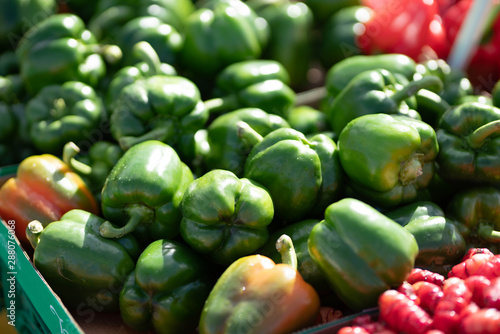 Fototapeta Naklejka Na Ścianę i Meble -  Fresh green pepper in sunday market