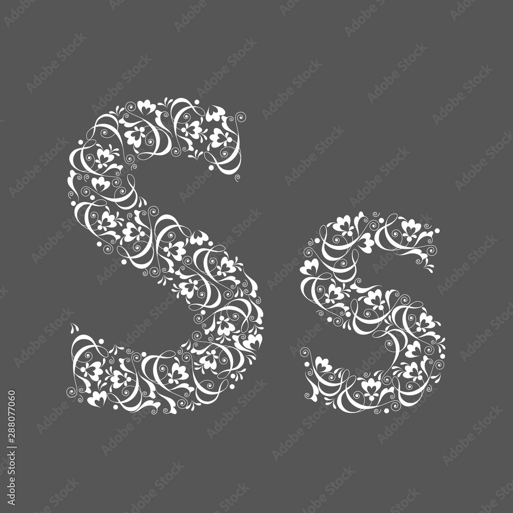 letter S in floral vignettes letter S in floral vignettes