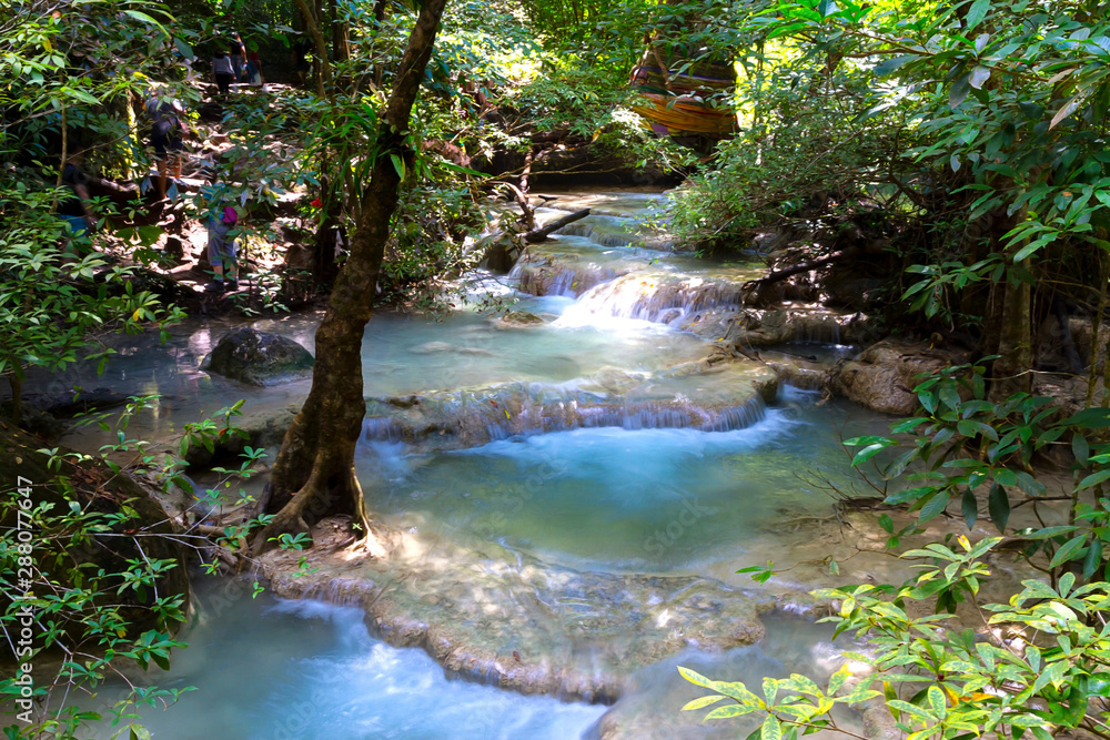 Obraz premium Erawan Waterfall edyllic with green natural
