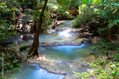 Erawan Waterfall edyllic  with green natural