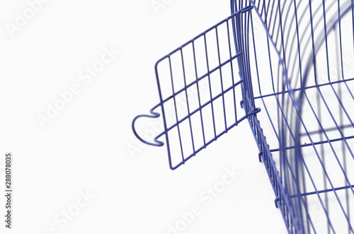 Purple pet cage opened the cage door.