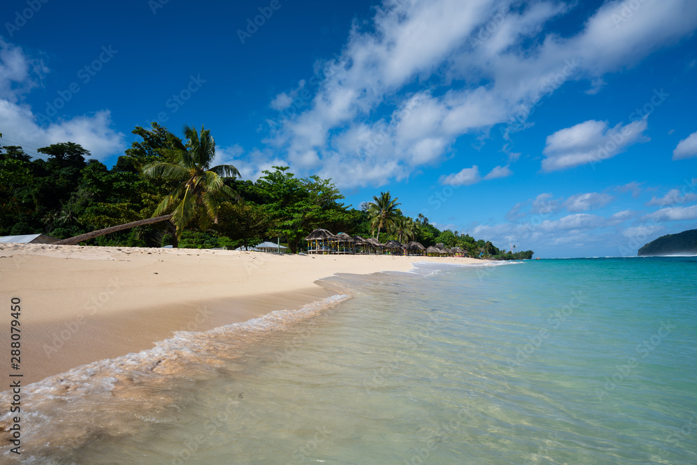 Tropical white sand beach at Lalomanu in Samoa