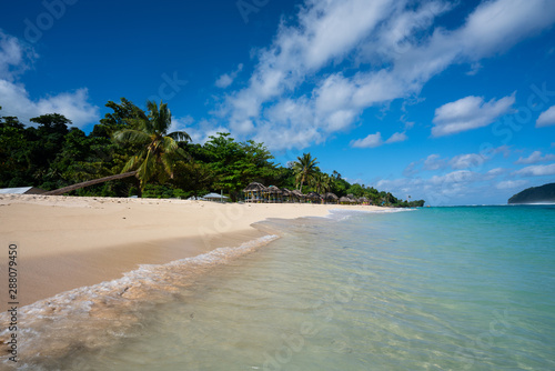 Tropical white sand beach at Lalomanu in Samoa