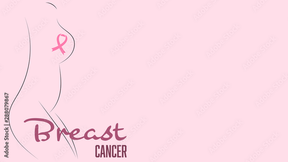  Breast cancer awareness Pink ribbon background.October is Cancer Awareness Month.Vector healthcare Illustration.