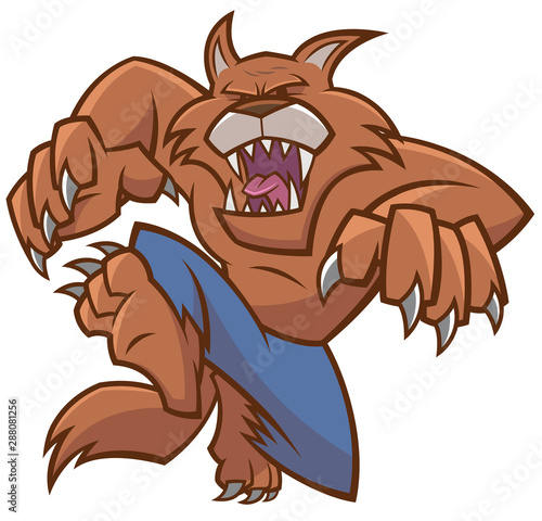 Vector illustration of Halloween werewolf cartoon