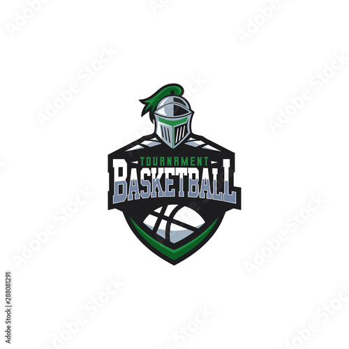 Basketball tournament logo design witg knight mascot