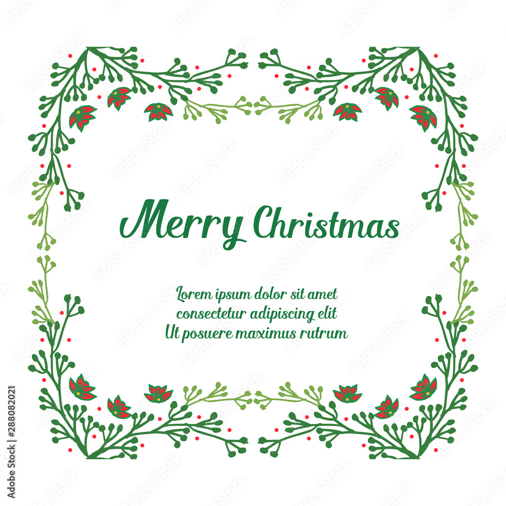 Border banner of merry christmas, with design plant of leaf flower frame. Vector Border banner of merry christmas, with design plant of leaf flower frame. Vector