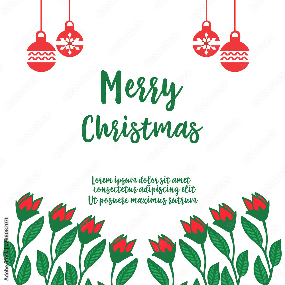 Naklejka premium Border banner of merry christmas, with design plant of leaf flower frame. Vector