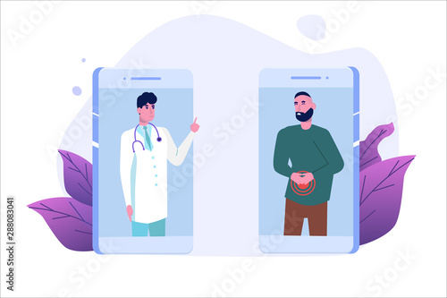  Telemedicine and online doctor consultation concept. Vector Illustration.