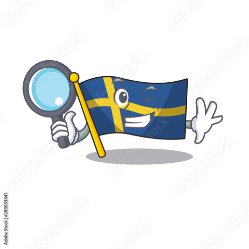 Detective flag sweden isolated in the cartoon
