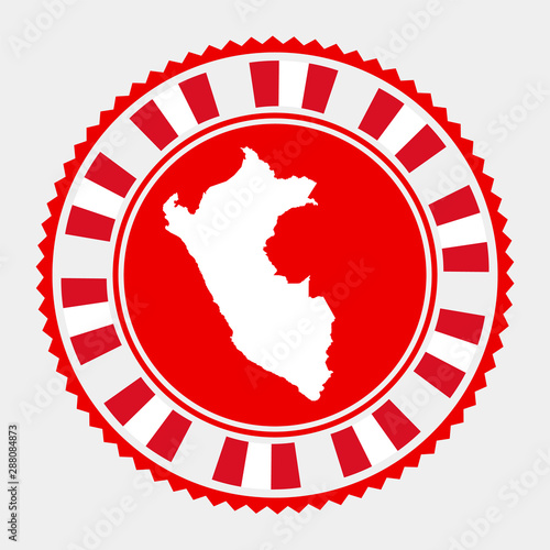 Peru stamp with map and flag, symbolizing travel and national identity.