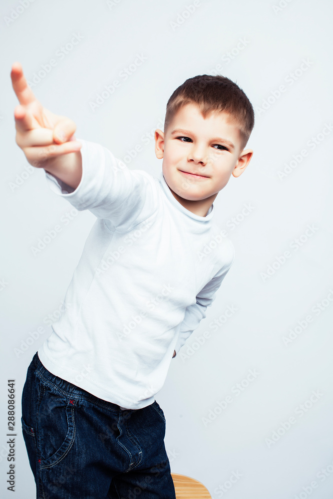 little cute boy on white background gesture smiling close up, lifestyle people concept little cute boy on white background gesture smiling close up, lifestyle people concept