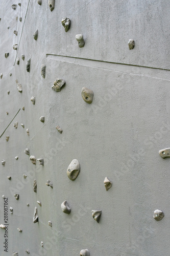 Strong hooks on the wall of the climbing wall. Training for climbers.