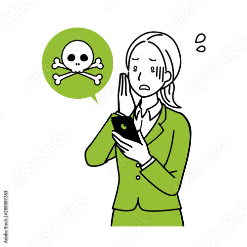 スマホを操作する女性　不安