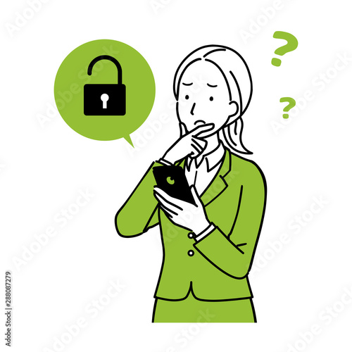 スマホを操作する女性　困惑