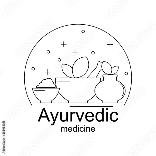 Ayurvedic medicine logo. Alternative medicine concept. 