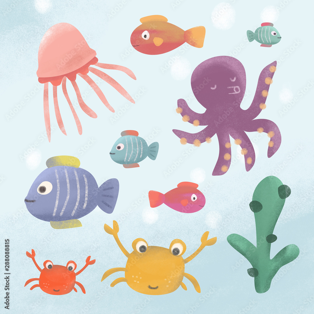 sea animals set sea animals set