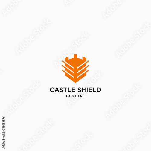 Castle Shield Logo Icon Design Template. Secure, Data, Internet, Cyber.