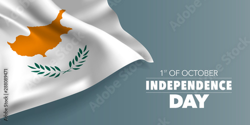 Cyprus independence day greeting card, banner with template text vector illustration