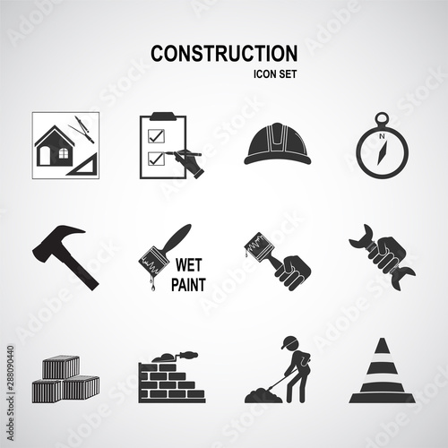 Construction tools icon set illustration