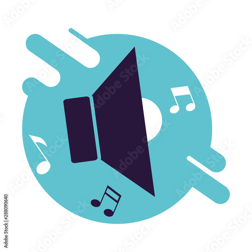 poster with speaker symbol and notes music