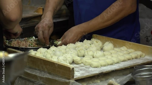 Chinese food, fried “Xiaolongbao”. It is a type of Chinese bun. Also known as dumplings, mantou and dim sum. photo