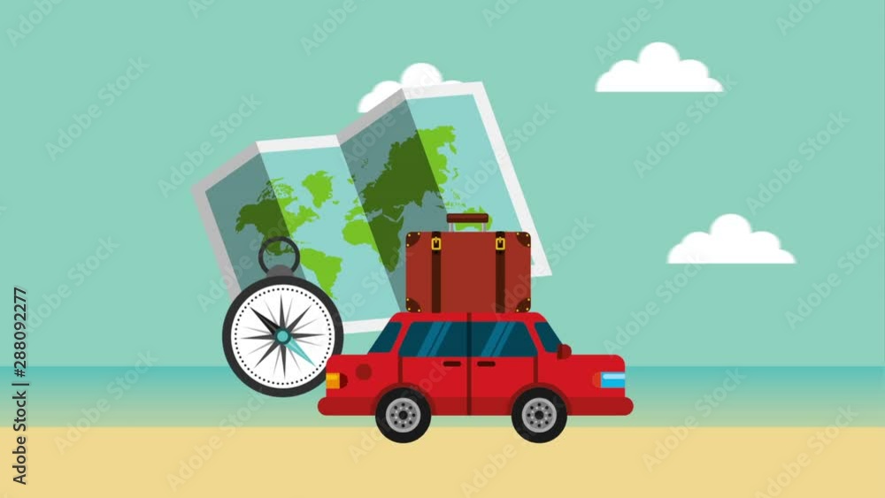 travel cart on the beach animation travel cart on the beach animation