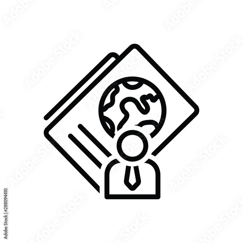 Black line icon for immigration 
