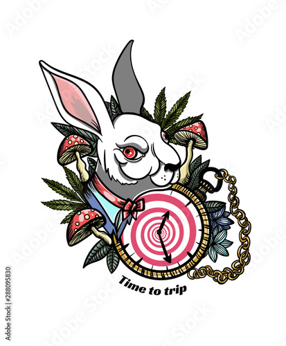 Rabbit from Alice in Wonderland, tattoo