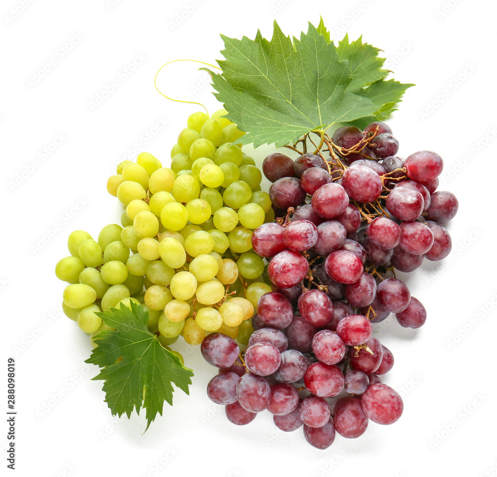 Fototapeta premium Ripe sweet grapes on white background