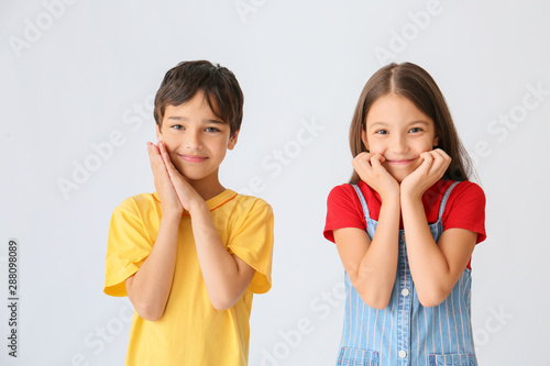 Portrait of cute children o...