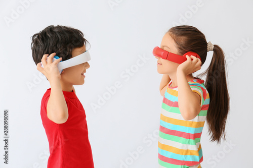 Cute little children with h...