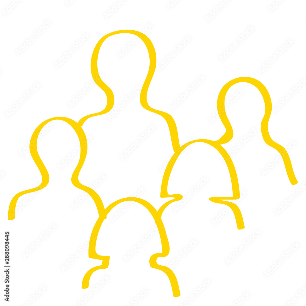 Handgezeichnetes Team-Symbol in gelb Handgezeichnetes Team-Symbol in gelb
