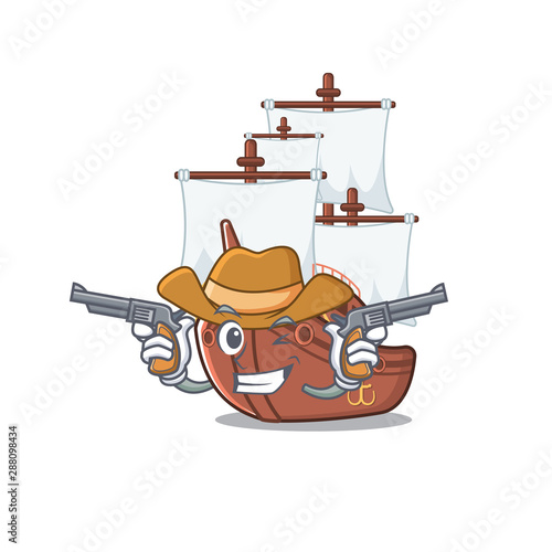 Cowboy pirate ship isolated with the cartoon