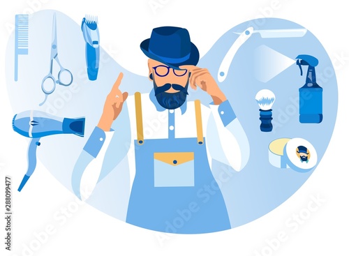 Cool and Trendy Handsome Young Bearded Man Barber
