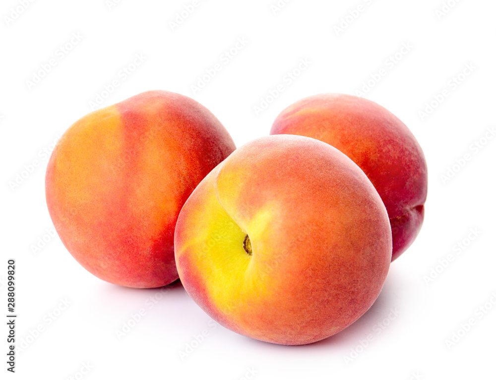 Ripe peaches on white background Ripe peaches on white background