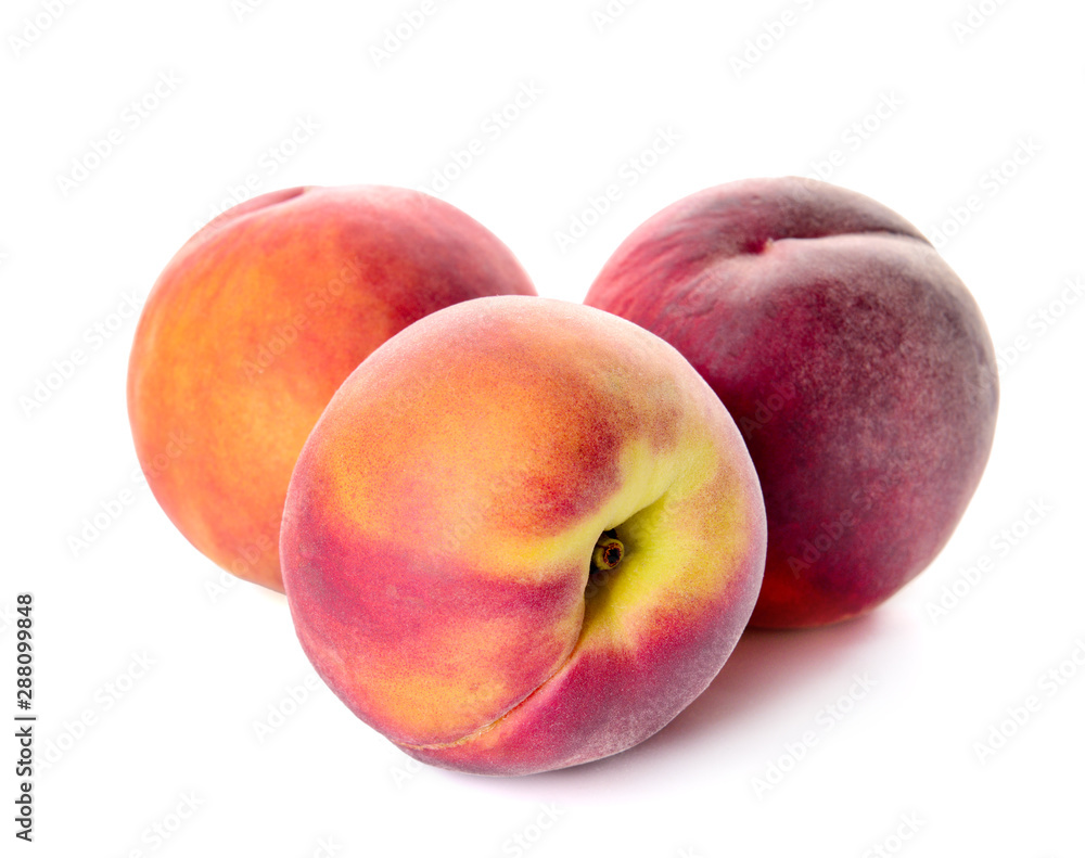 Ripe peaches on white background Ripe peaches on white background