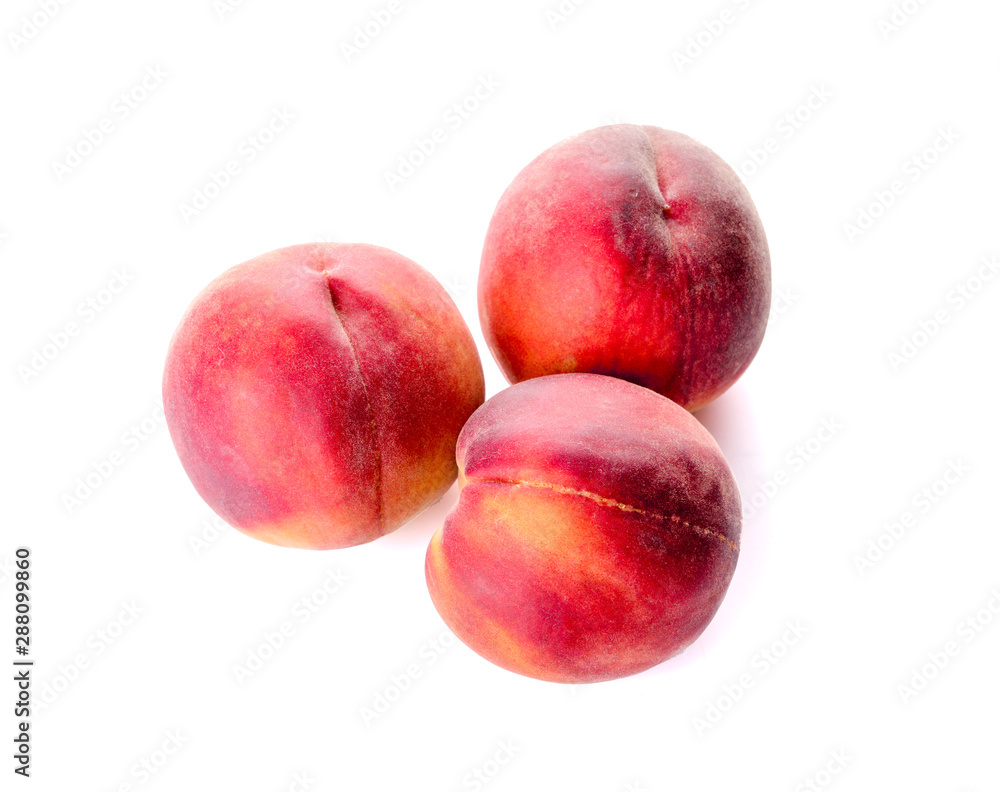 Ripe peaches on white background Ripe peaches on white background