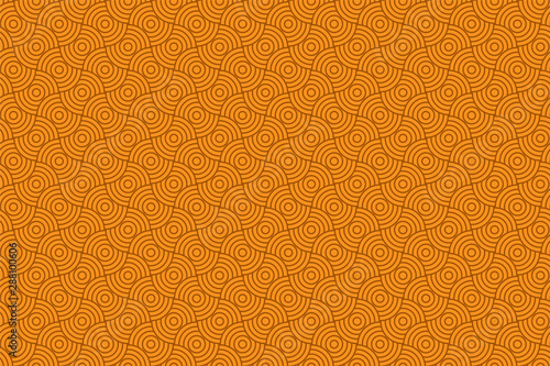 abstract circle seamless pattern orange and brown tone vector background, wave overlapping with modern concept