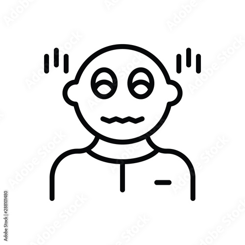 Black line icon for scared 