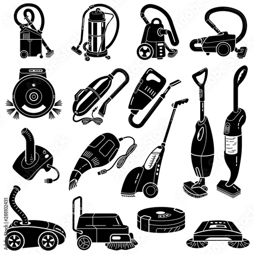 Vacuum cleaner icons set. Simple set of vacuum cleaner vector icons for web design on white background