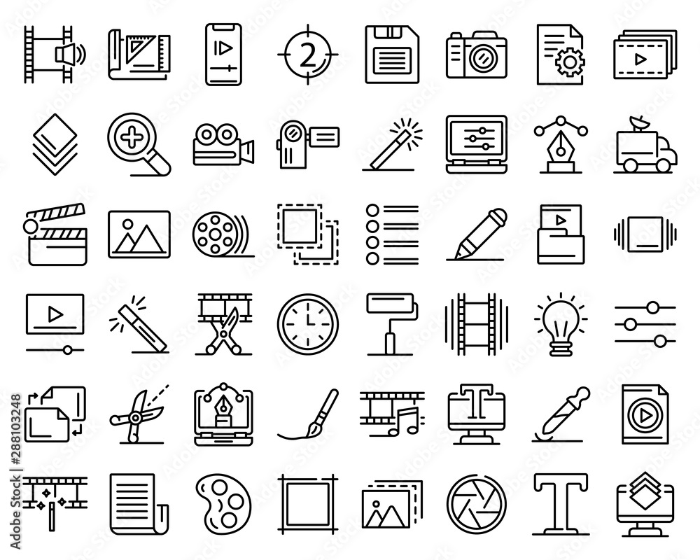 Editor icons set. Outline set of editor vector icons for web design isolated on white background - obrazy, fototapety, plakaty 